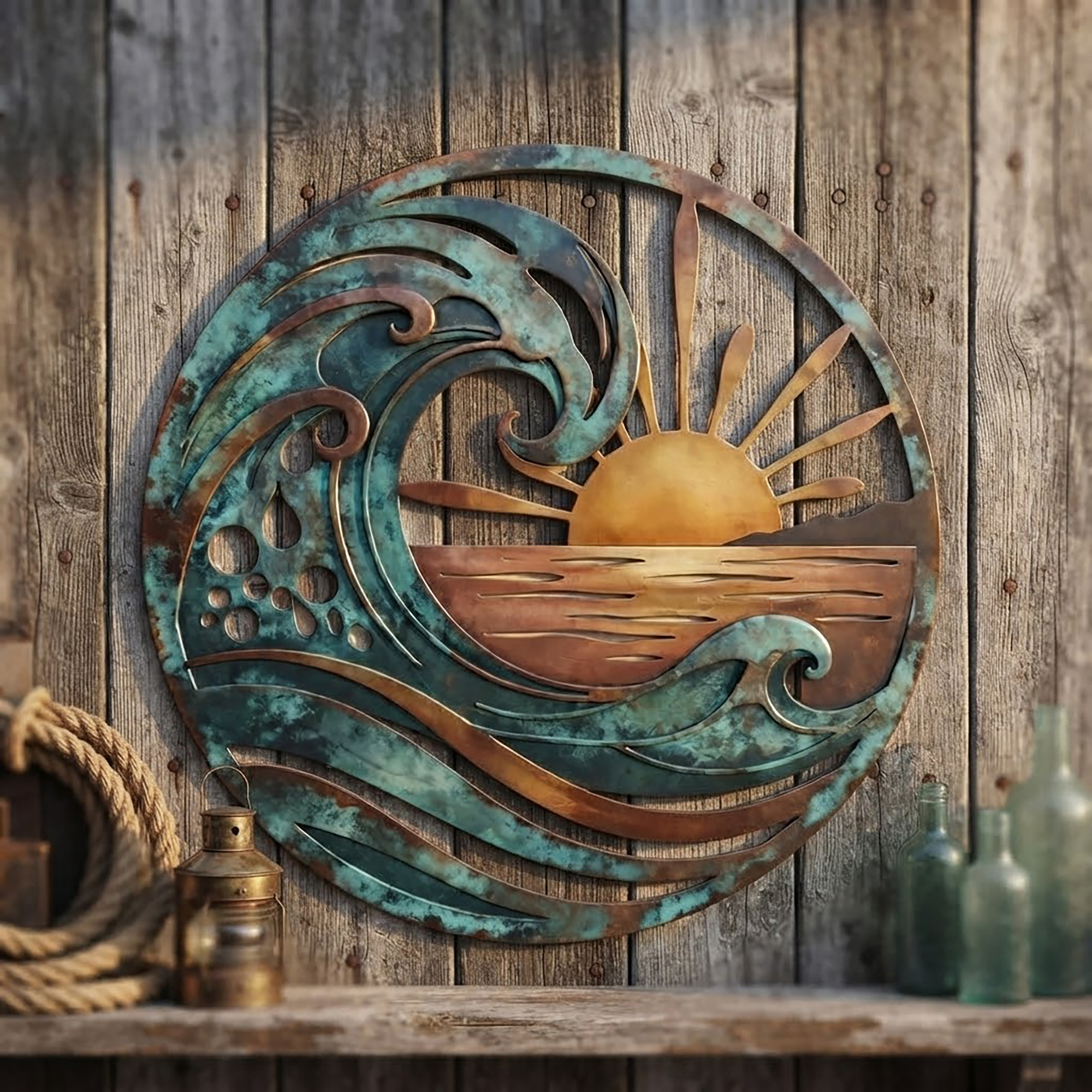 Ocean Wave Metal Wall Art - product view 2