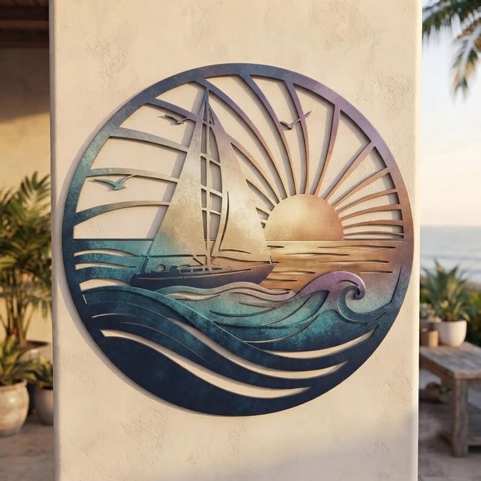Sailboat Sunset Metal Wall Art