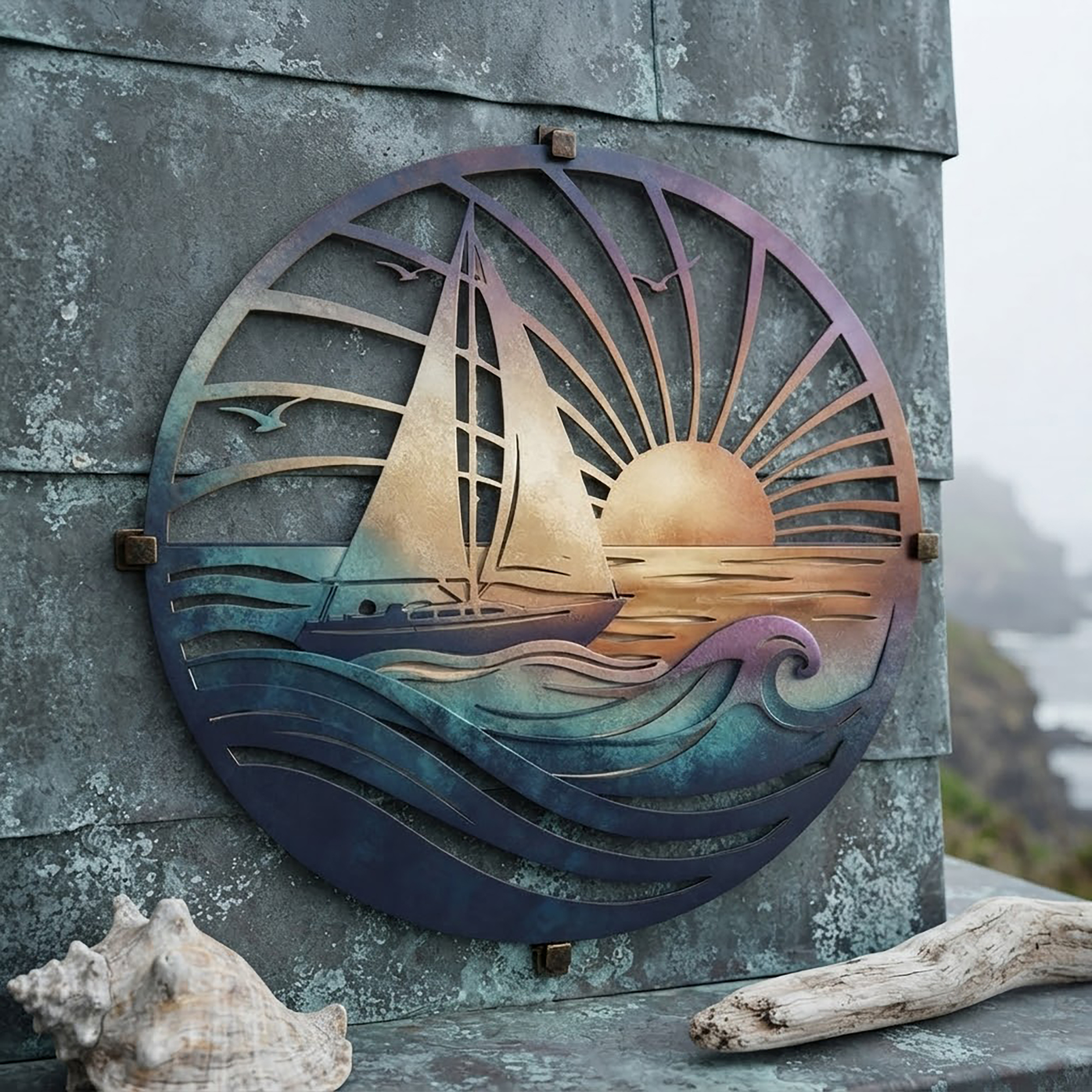 Sailboat Sunset Metal Wall Art - product view 2