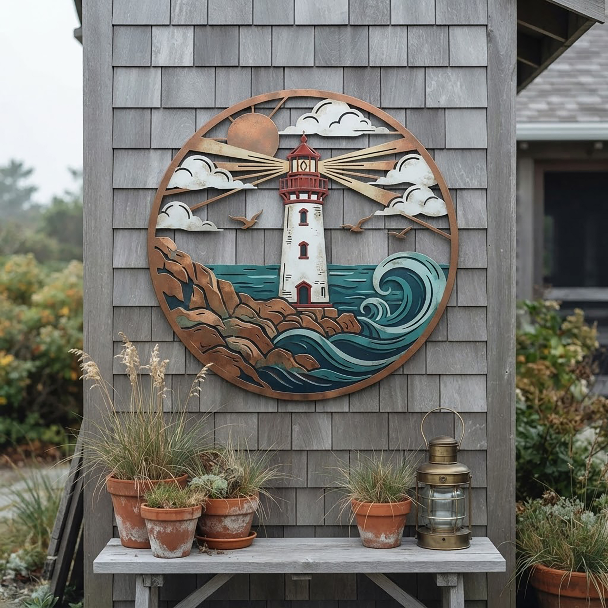 Lighthouse Coastal Metal Wall Art