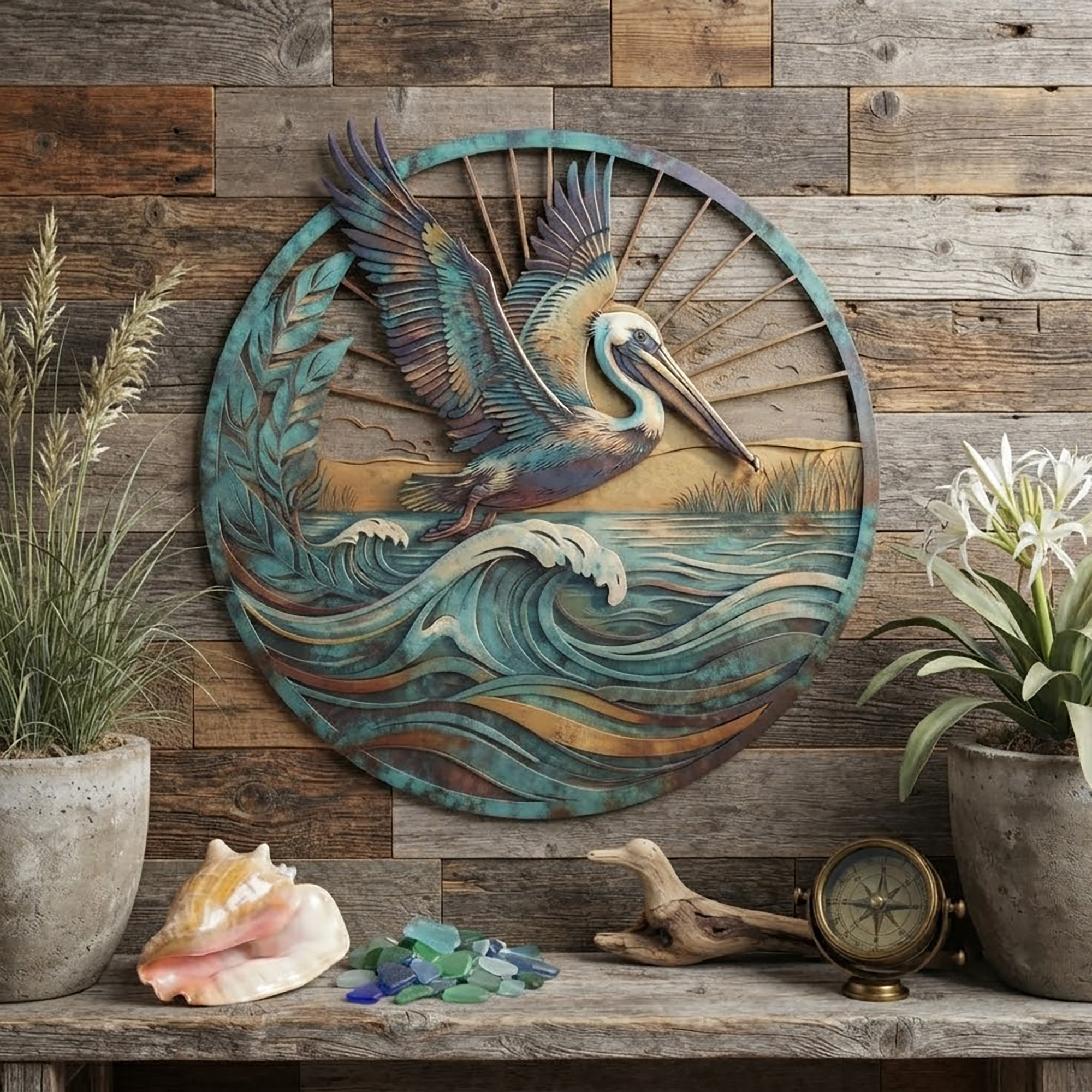 Pelican Coastal Metal Wall Art - product view 2