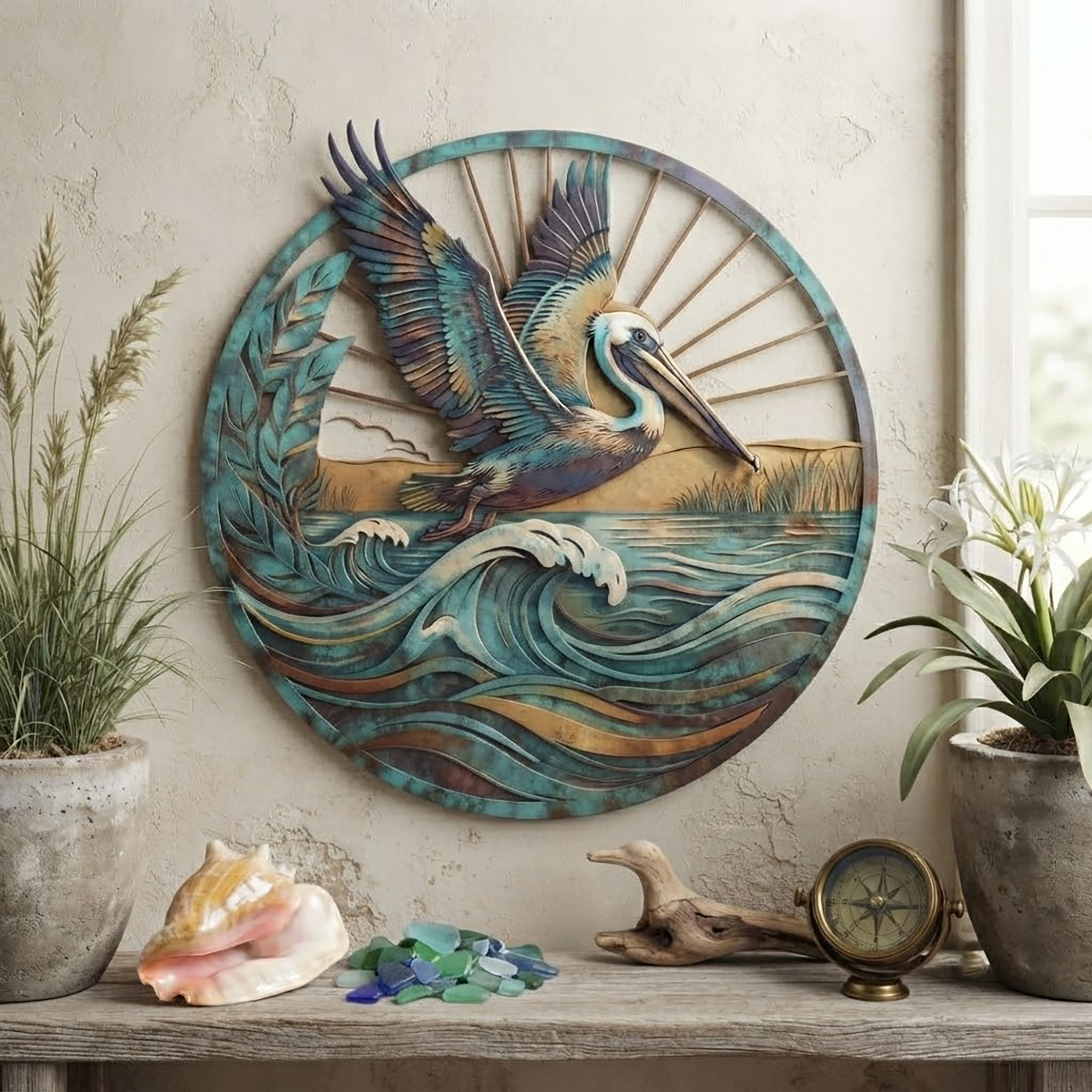 Pelican Coastal Metal Wall Art - product view 3