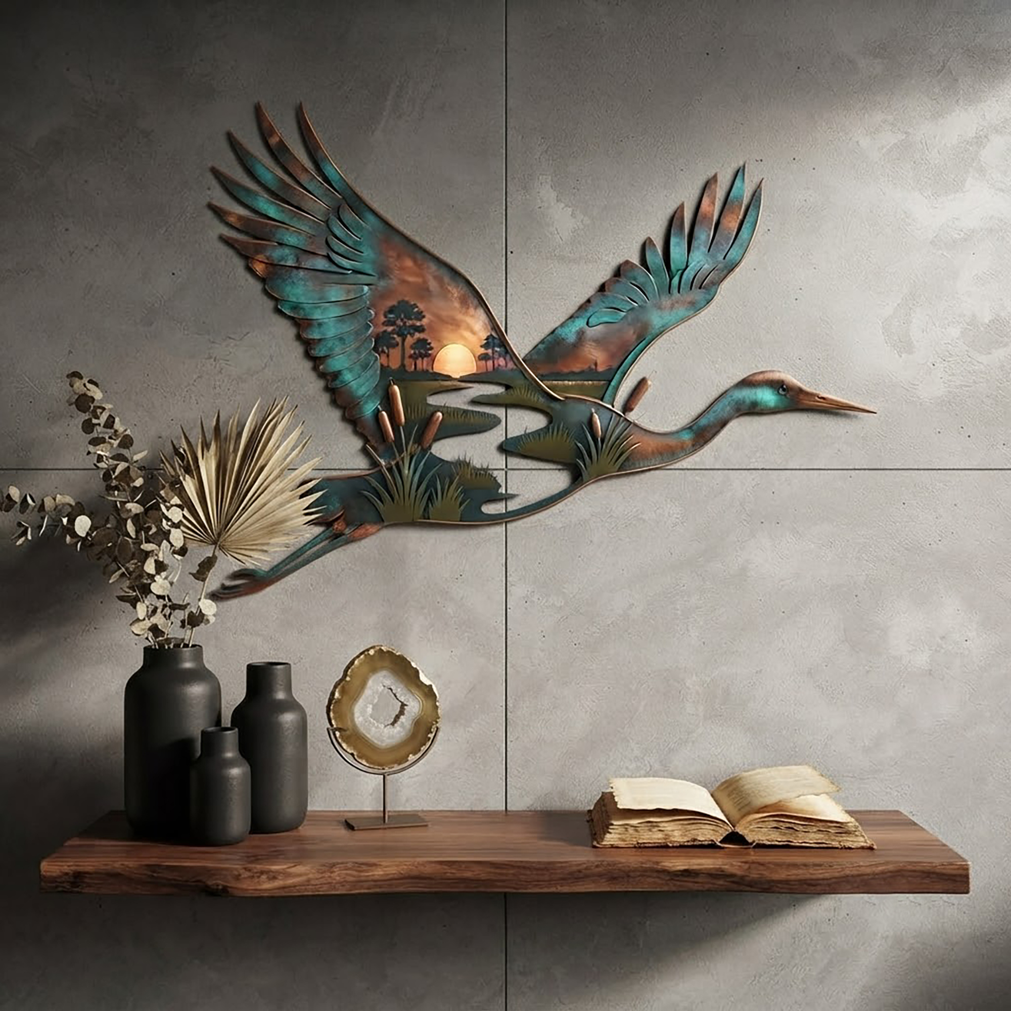 Great Blue Heron Metal Wall Art - product view 3