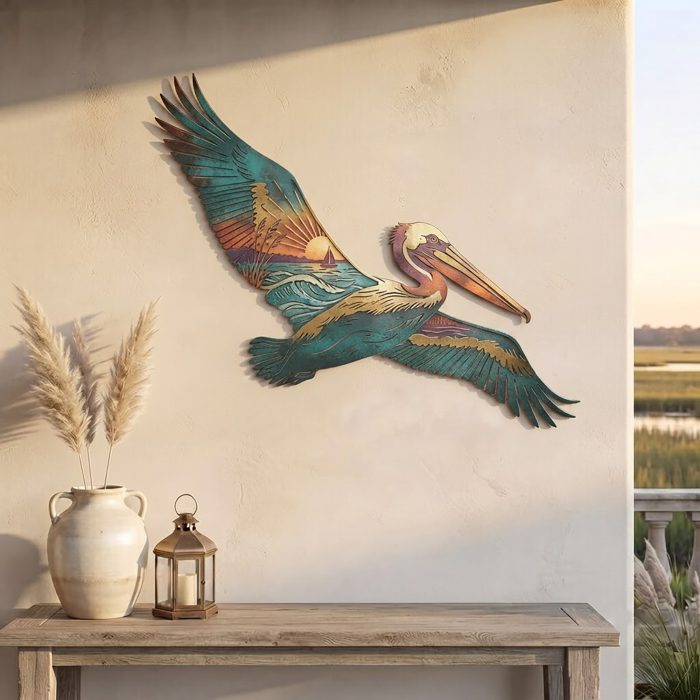 Pelican Sunset Metal Wall Art