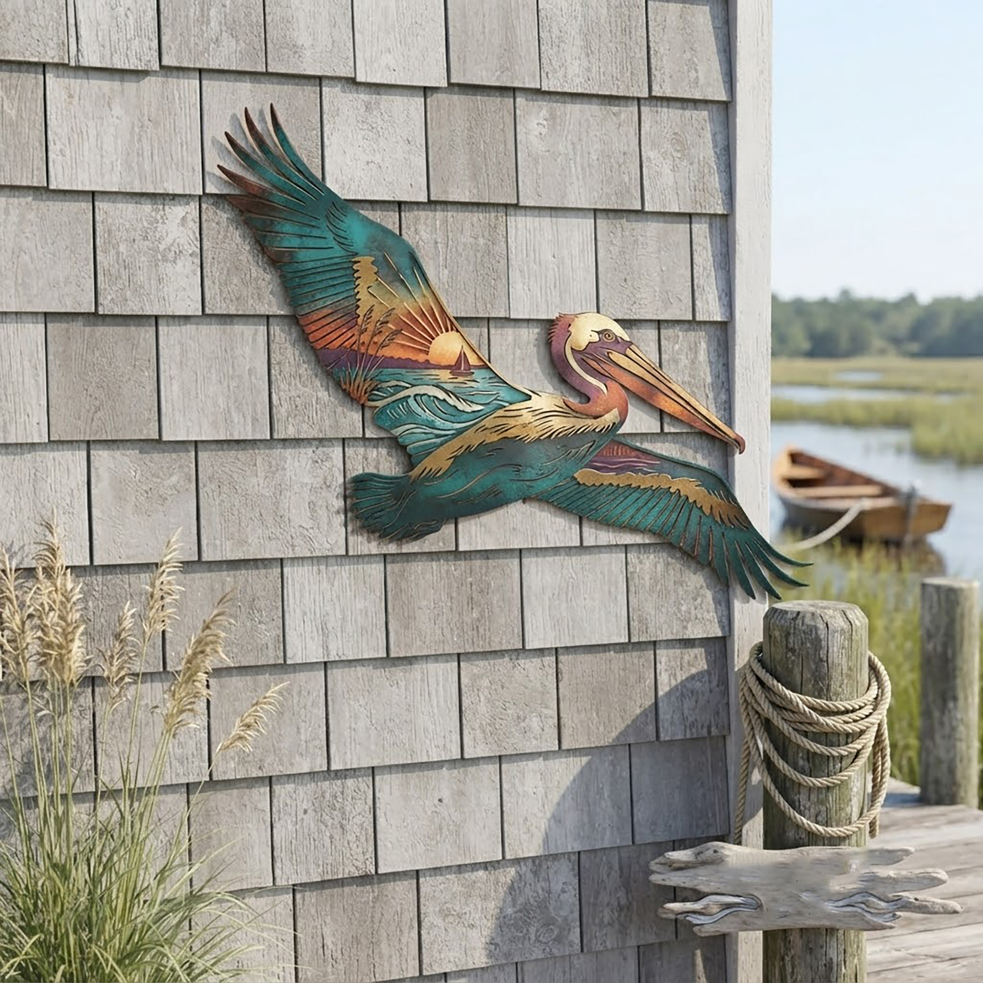 Pelican Sunset Metal Wall Art - product view 2