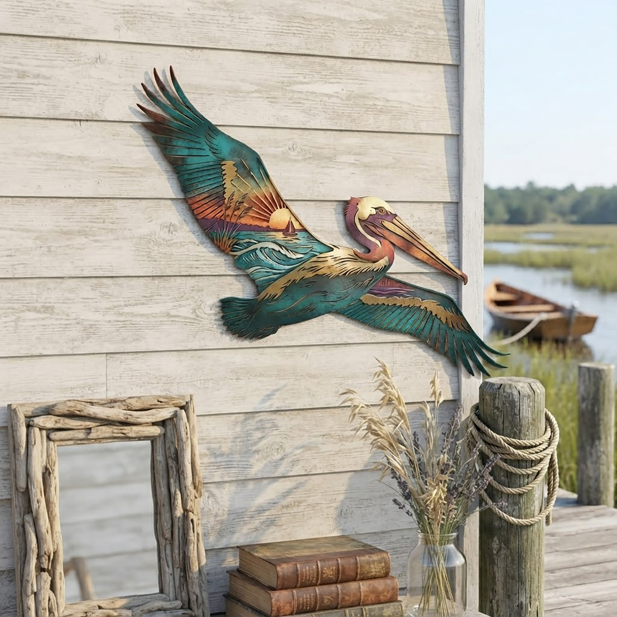Pelican Sunset Metal Wall Art - product view 3