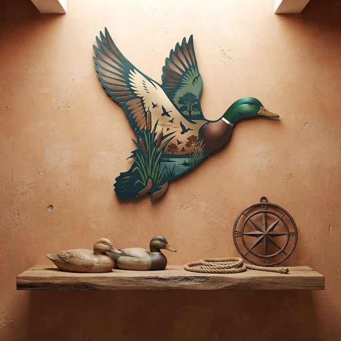 Flying Mallard Duck Metal Wall Art
