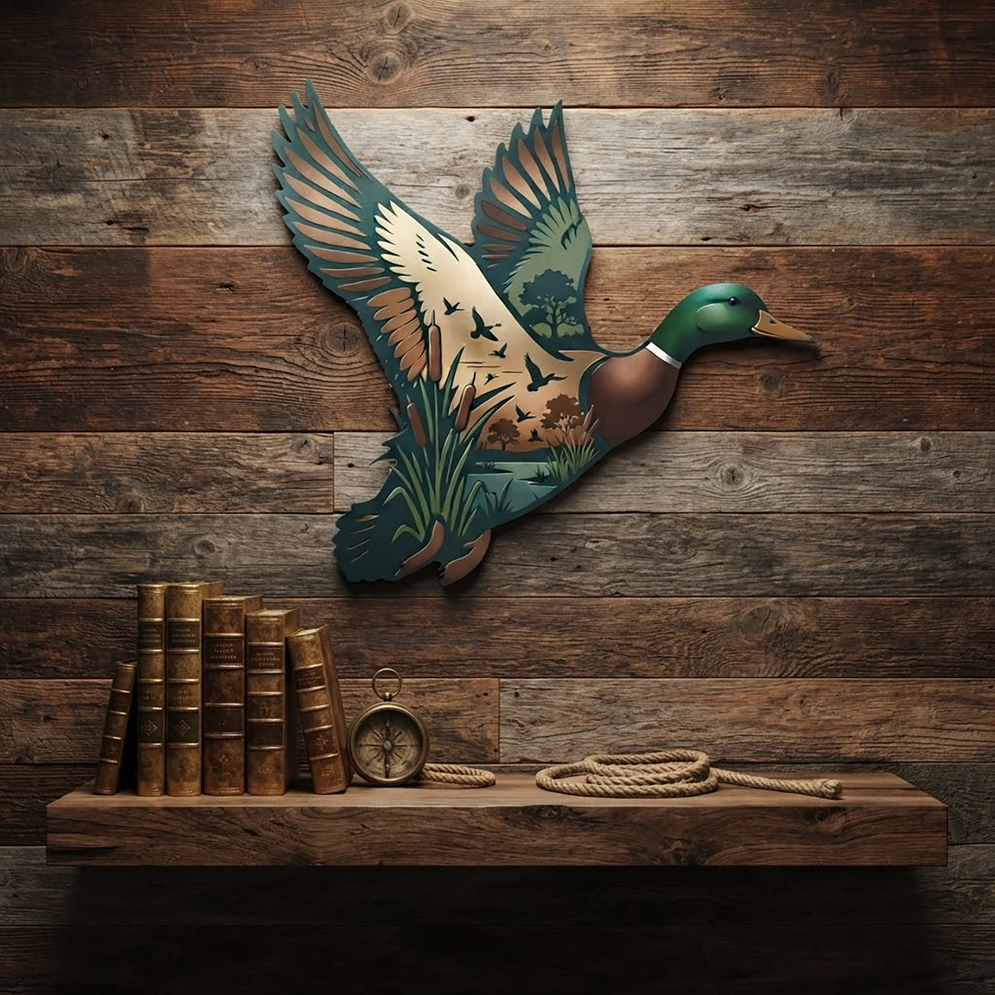 Flying Mallard Duck Metal Wall Art - product view 3