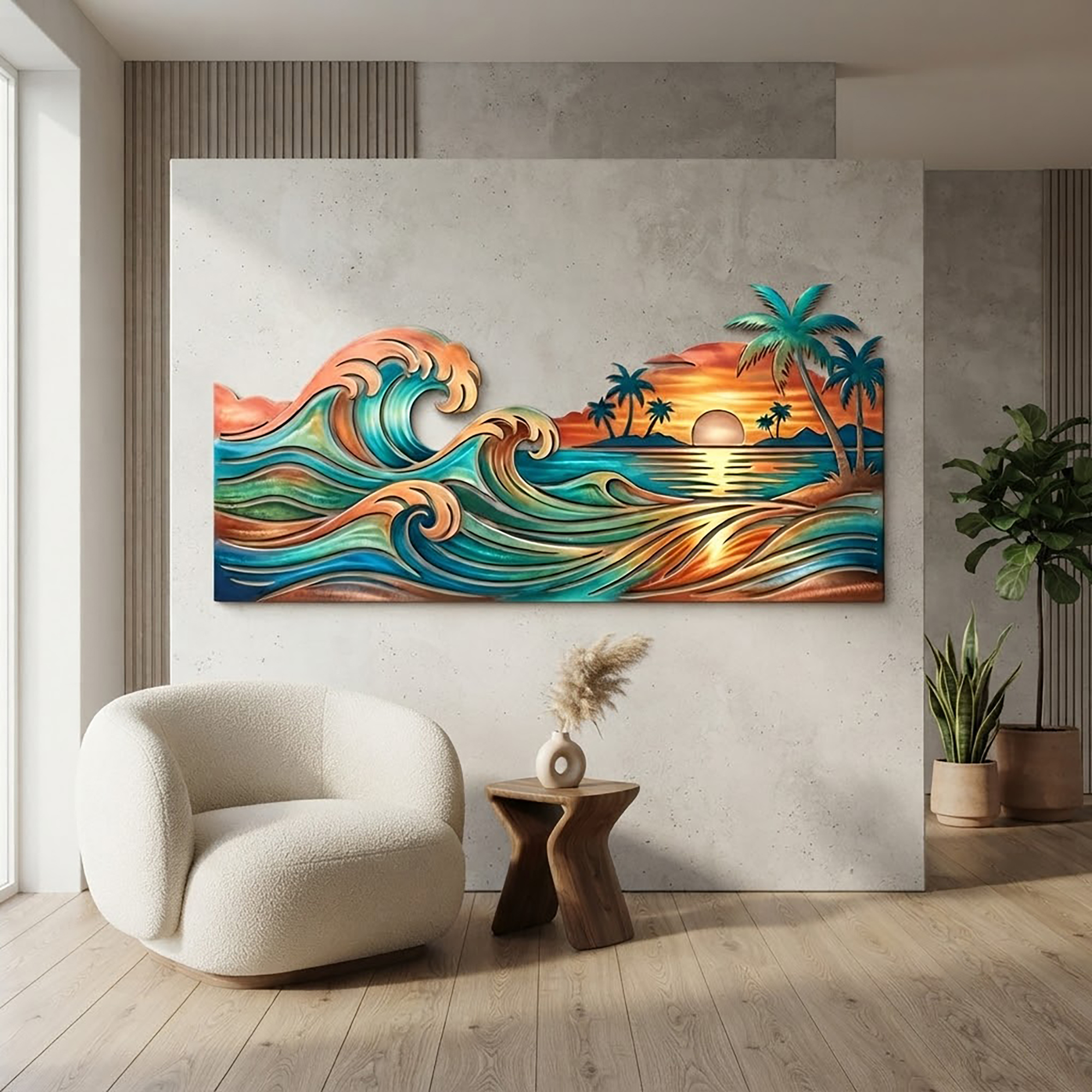 Tropical Beach Sunset Metal Wall Art - product view 2