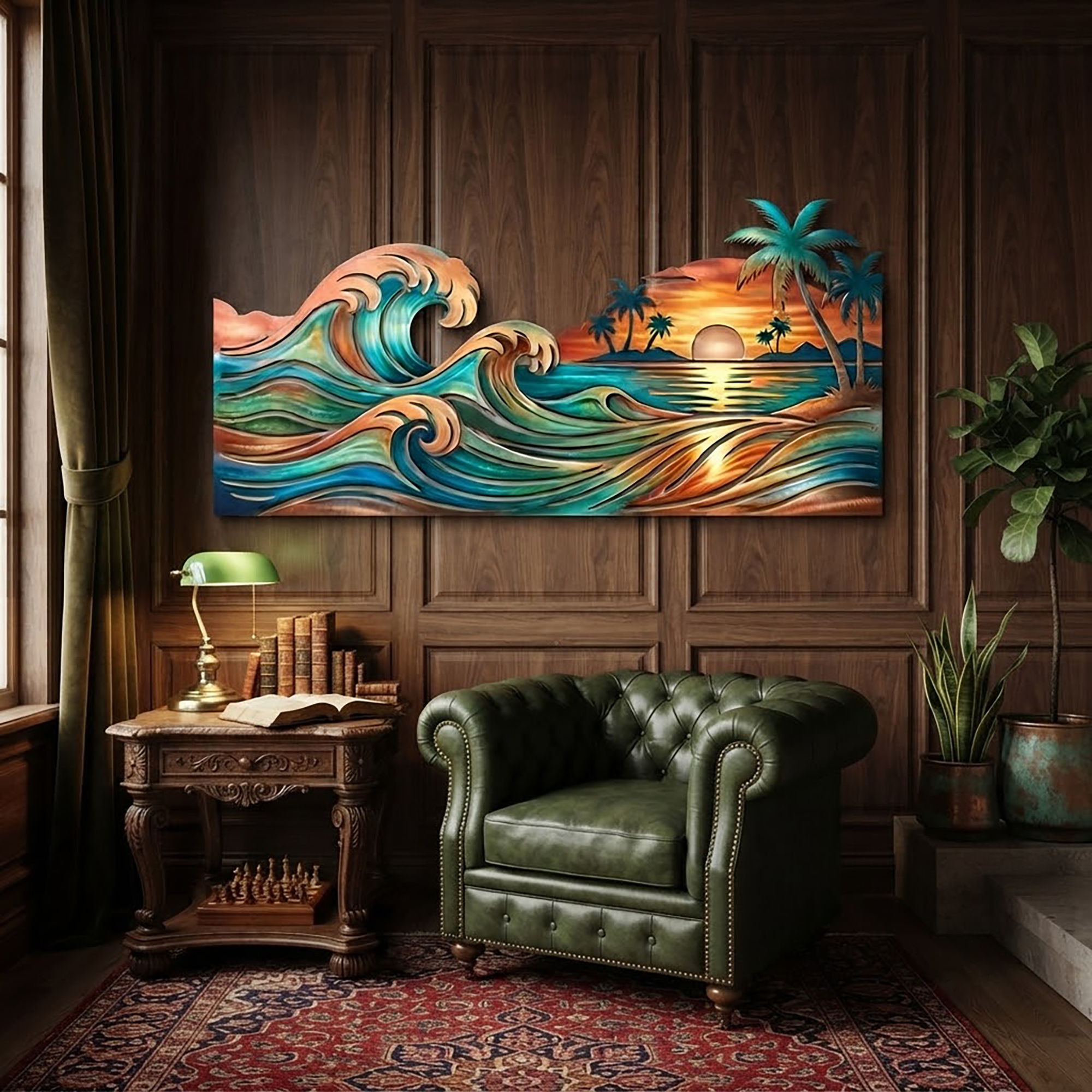 Tropical Beach Sunset Metal Wall Art - product view 3