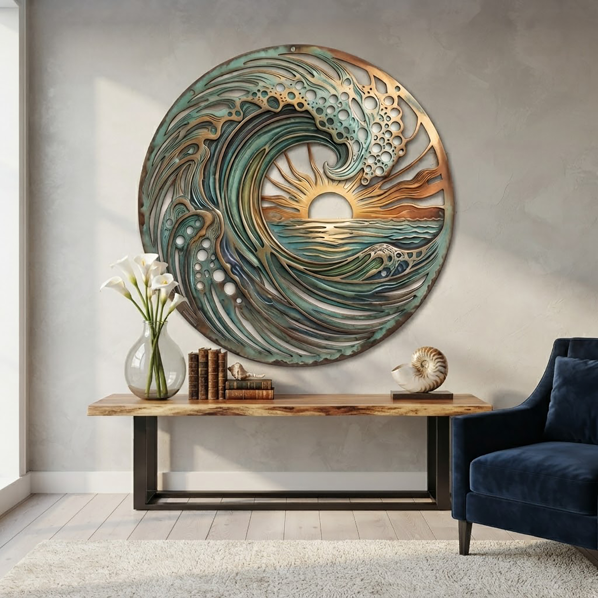 Ocean Wave Metal Wall Art - product view 3