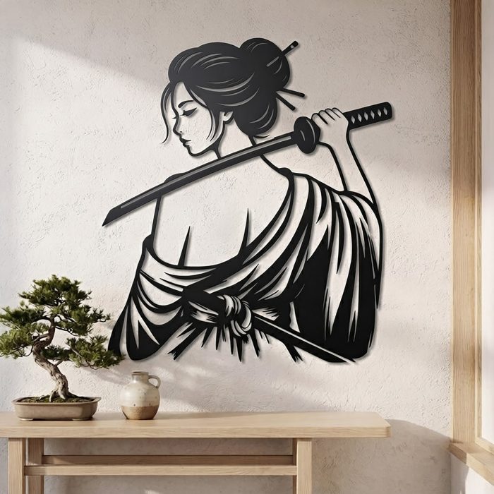 Samurai Woman Metal Wall Art