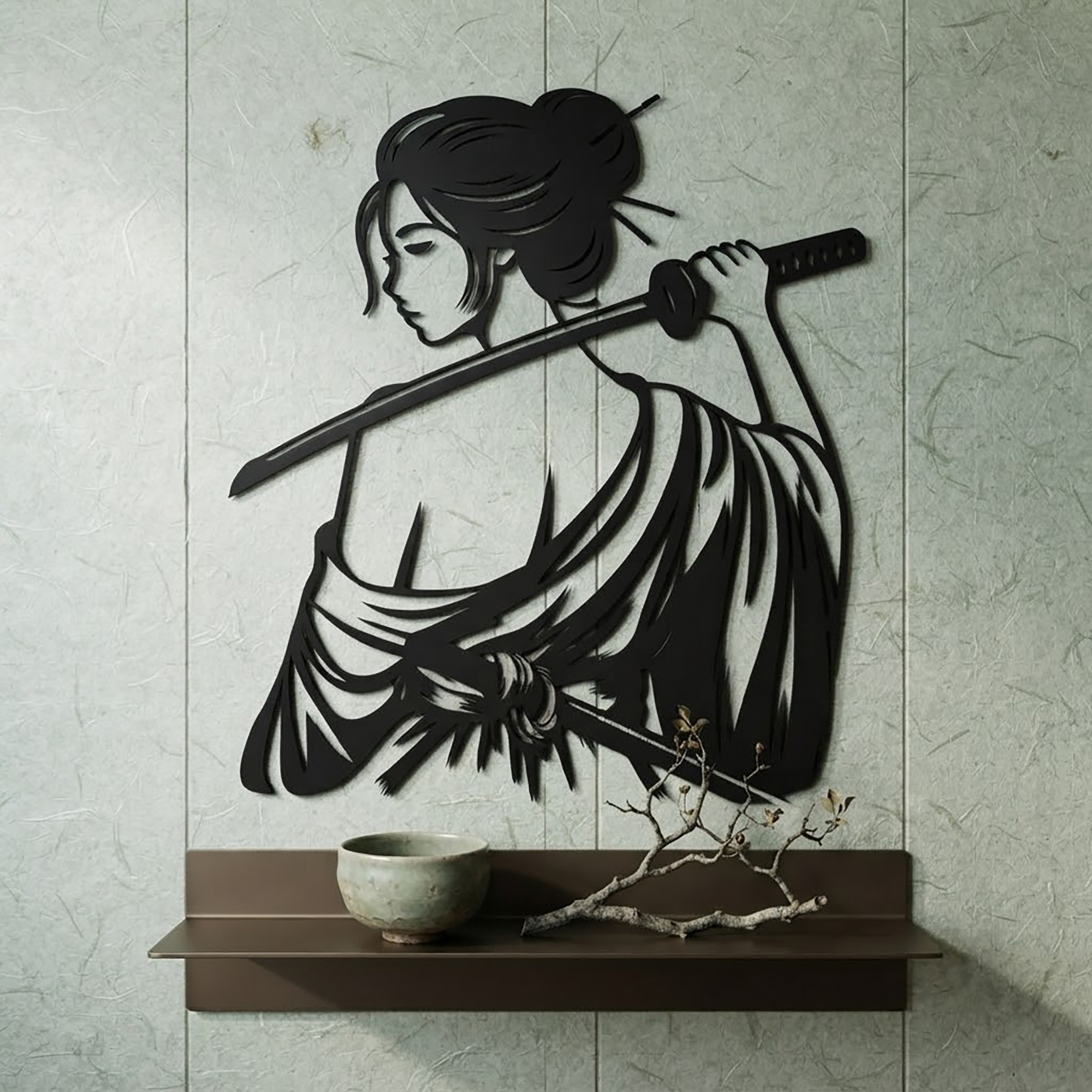 Samurai Woman Metal Wall Art - product view 2