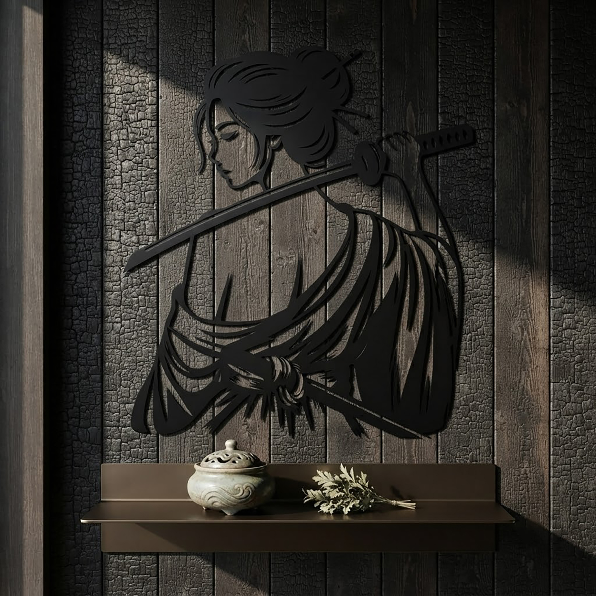 Samurai Woman Metal Wall Art - product view 3