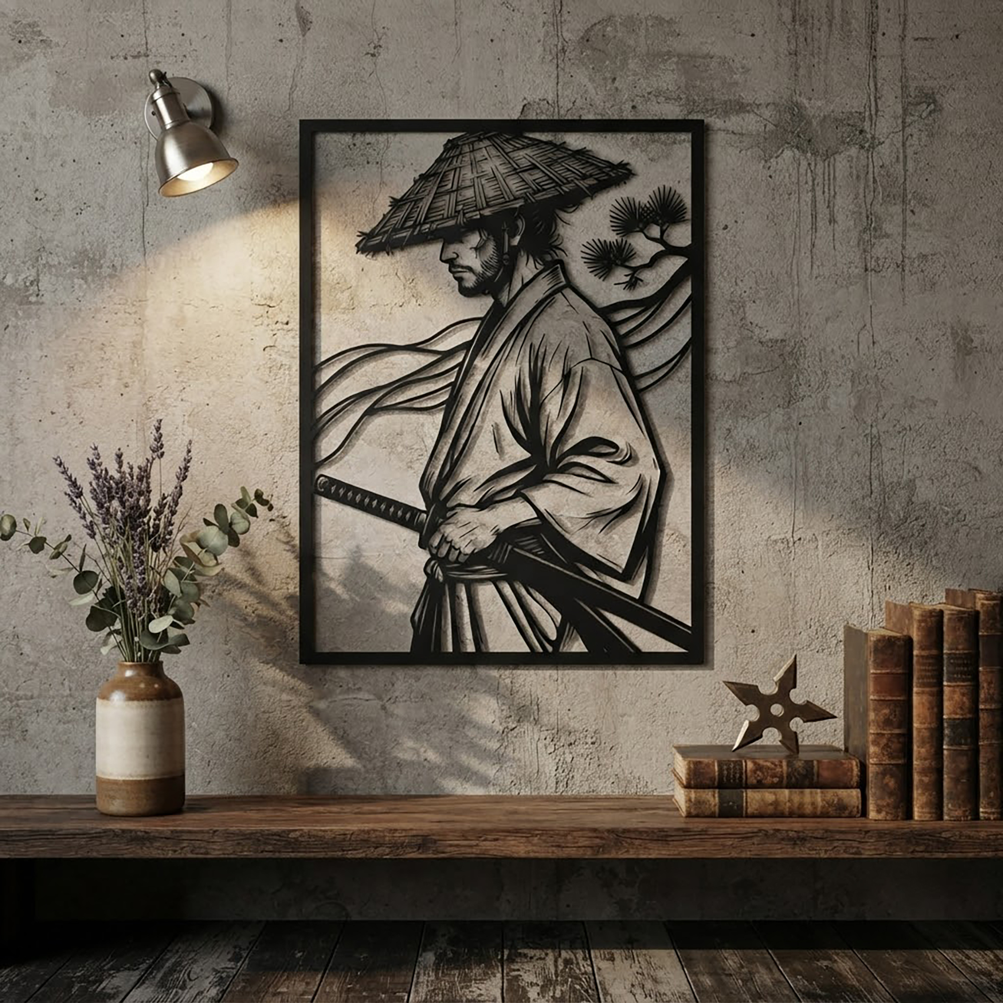 Samurai Wall Art Metal Sign - product view 2