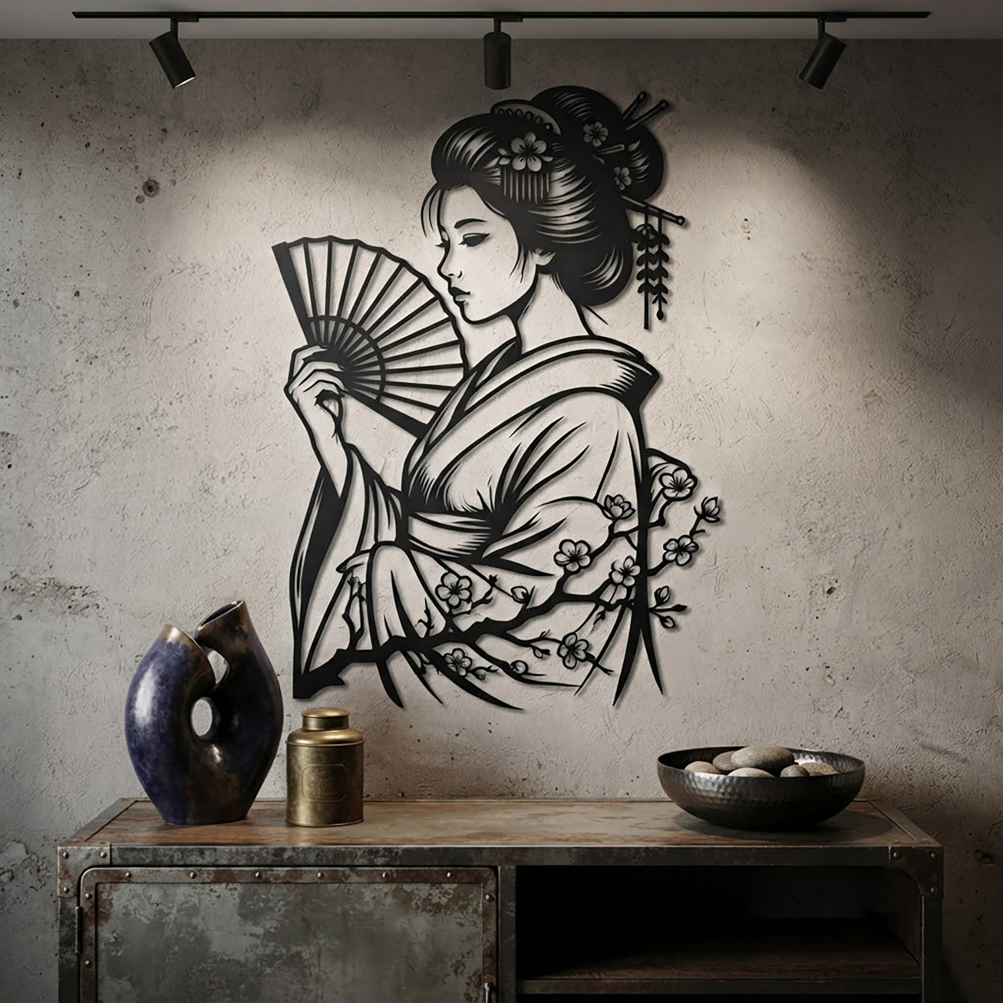 Geisha Metal Wall Art - product view 2
