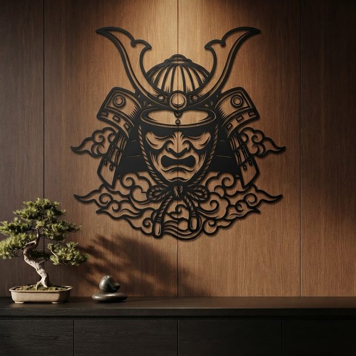 Samurai Mask Metal Wall Art