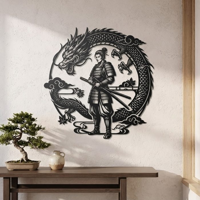Dragon Samurai Metal Wall Art