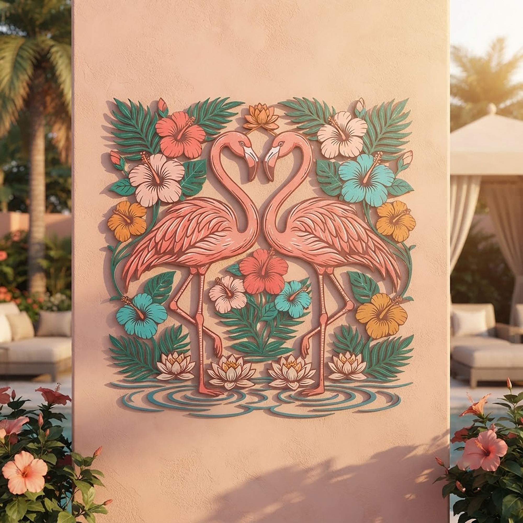 Flamingo Metal Wall Art