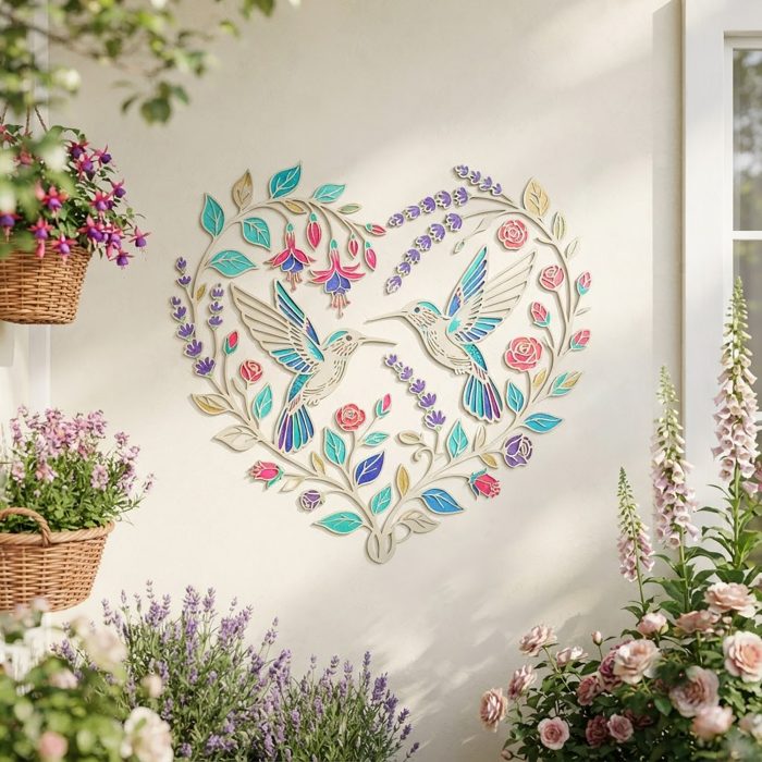 Hummingbird Heart Metal Wall Art