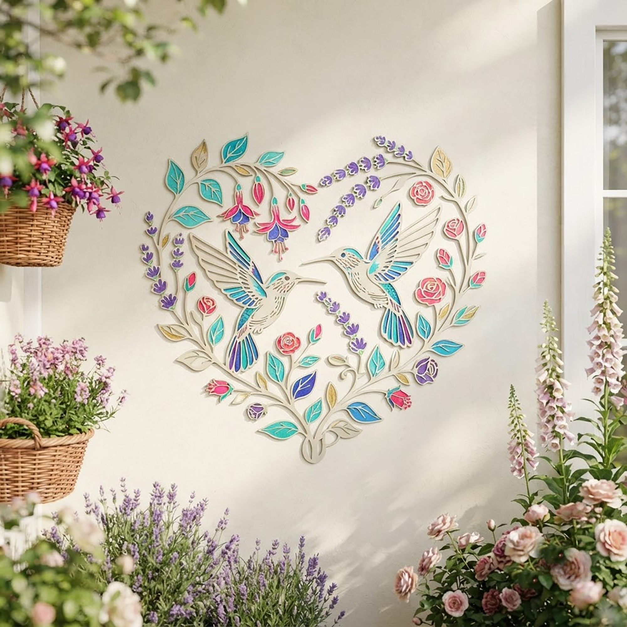 Hummingbird Heart Metal Wall Art