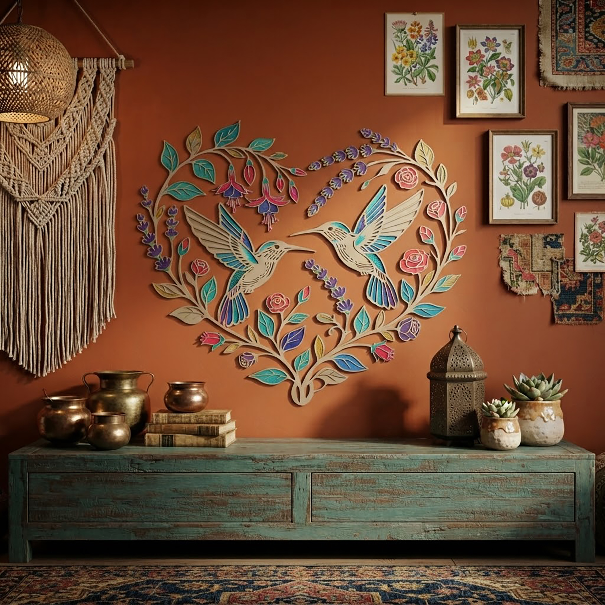 Hummingbird Heart Metal Wall Art - product view 2