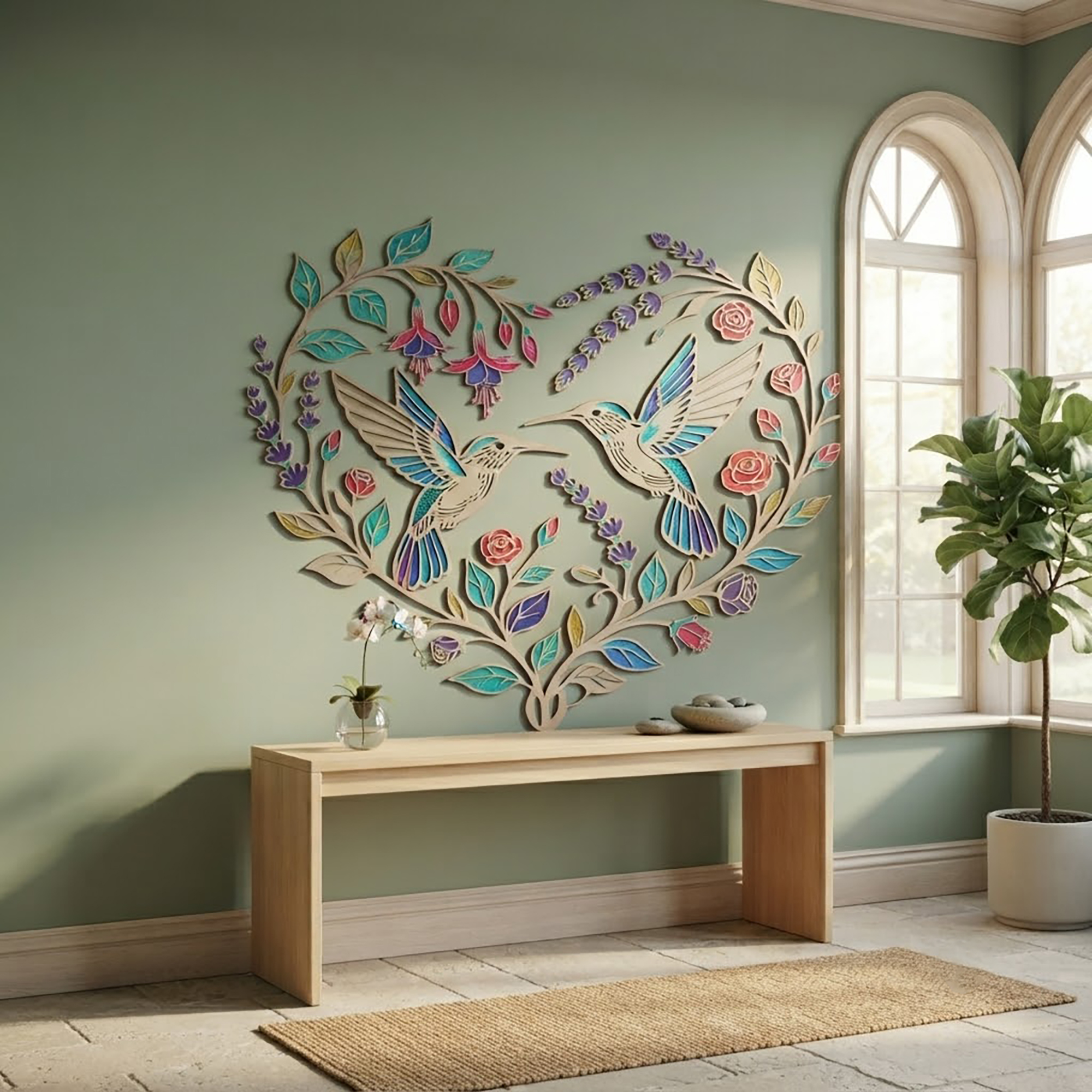 Hummingbird Heart Metal Wall Art - product view 3