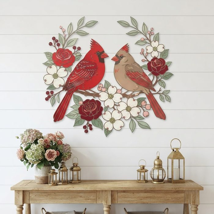 Cardinal Couple Metal Wall Art