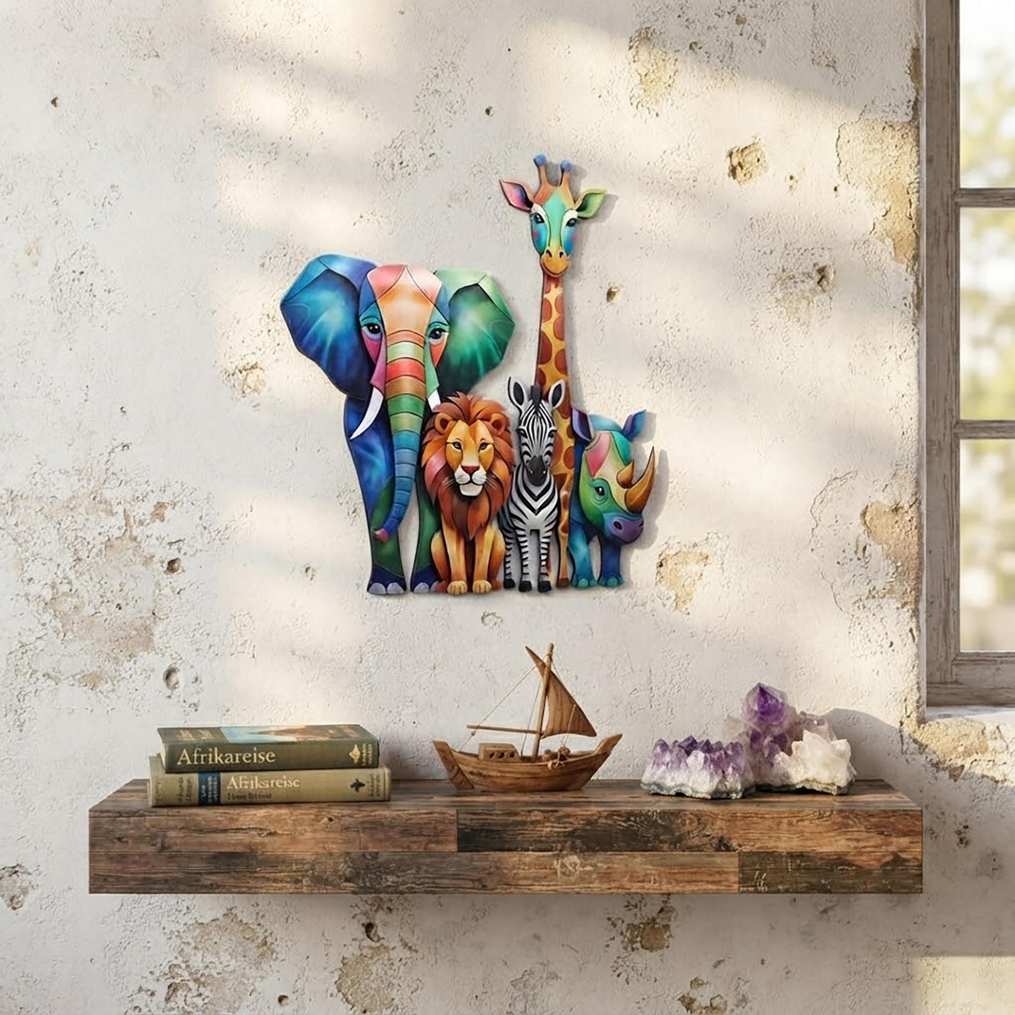 Colorful Safari Animals Metal Wall Art - product view 2