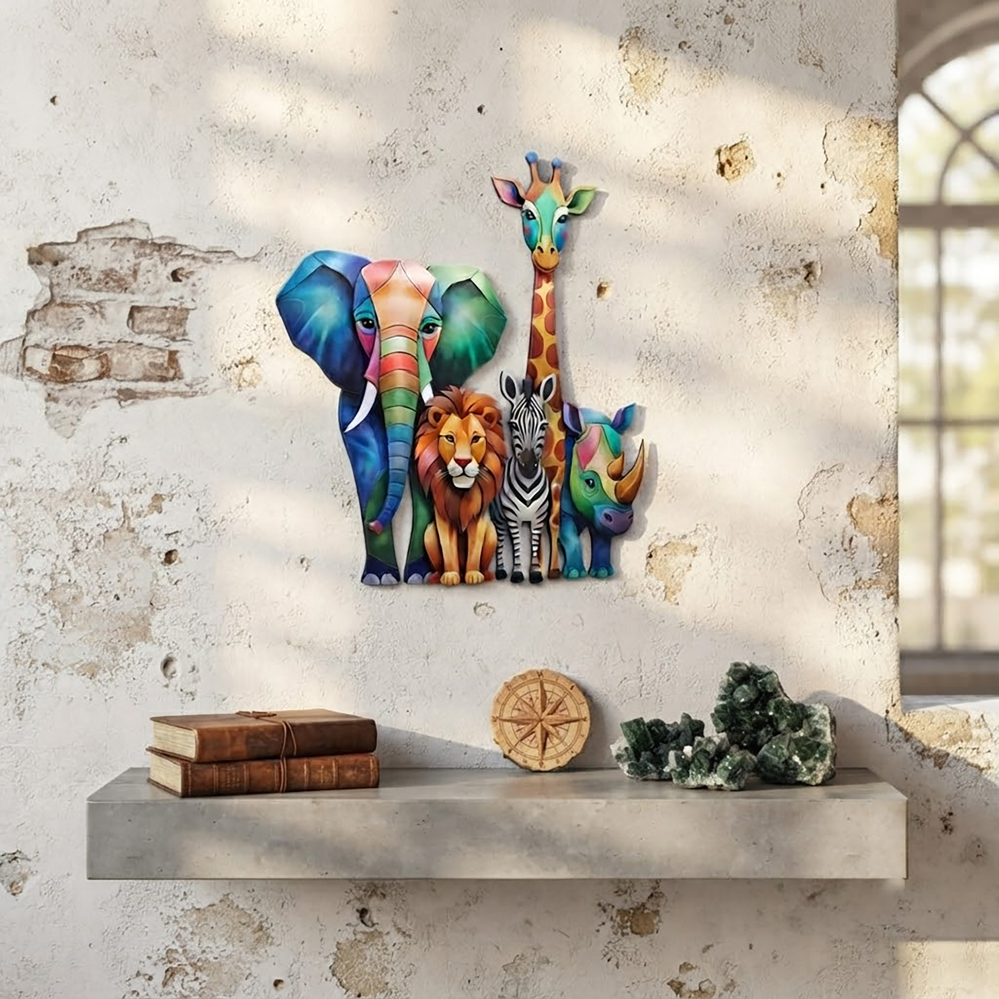 Colorful Safari Animals Metal Wall Art - product view 3