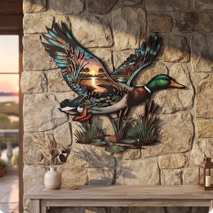 Flying Mallard Duck Metal Wall Art