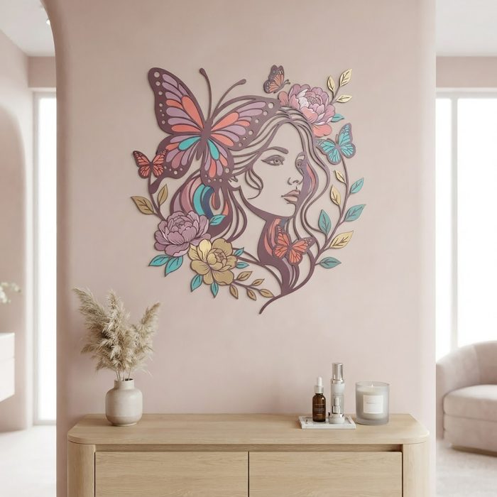 Butterfly Woman Metal Wall Art