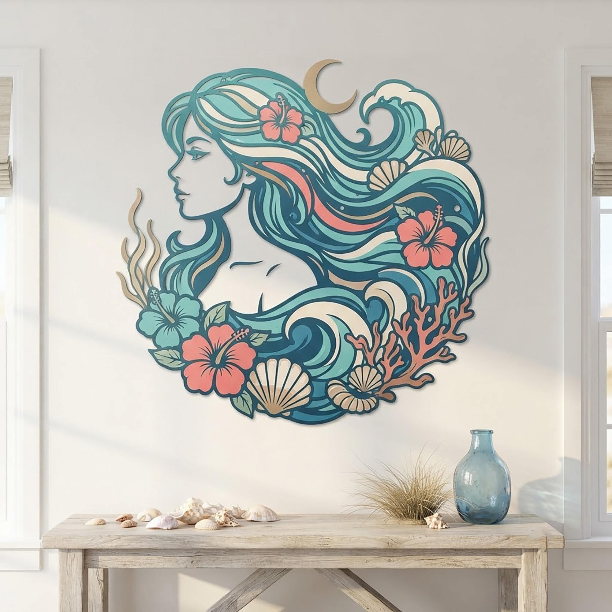 Mermaid Goddess Metal Wall Art