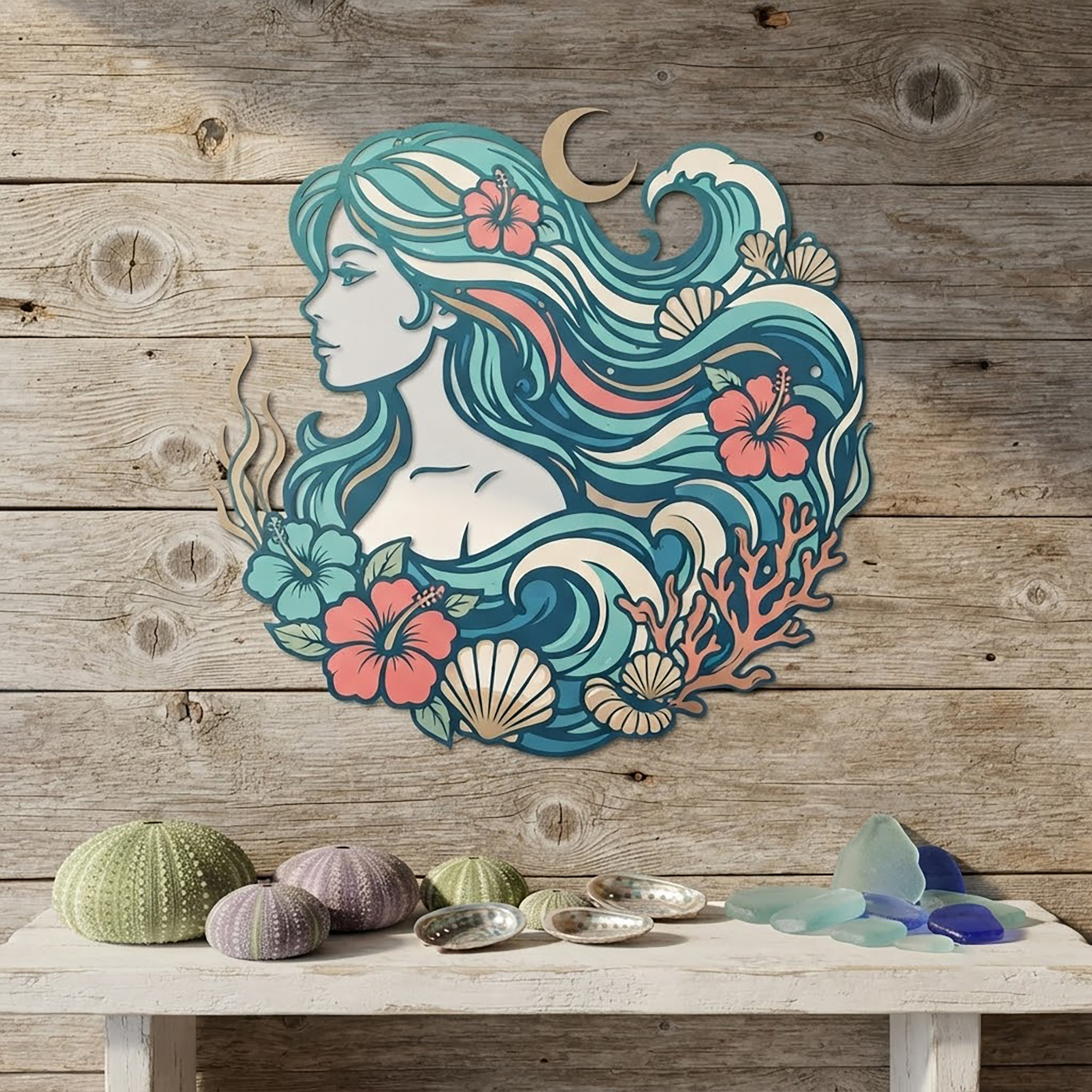 Mermaid Goddess Metal Wall Art - product view 2