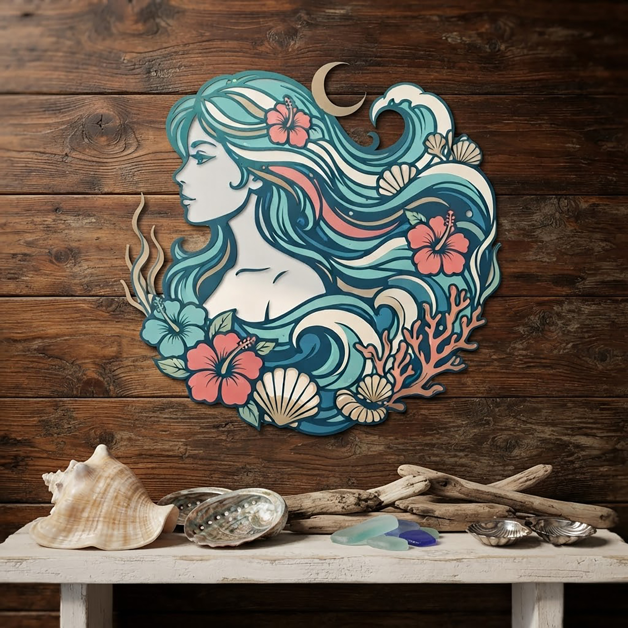 Mermaid Goddess Metal Wall Art - product view 3