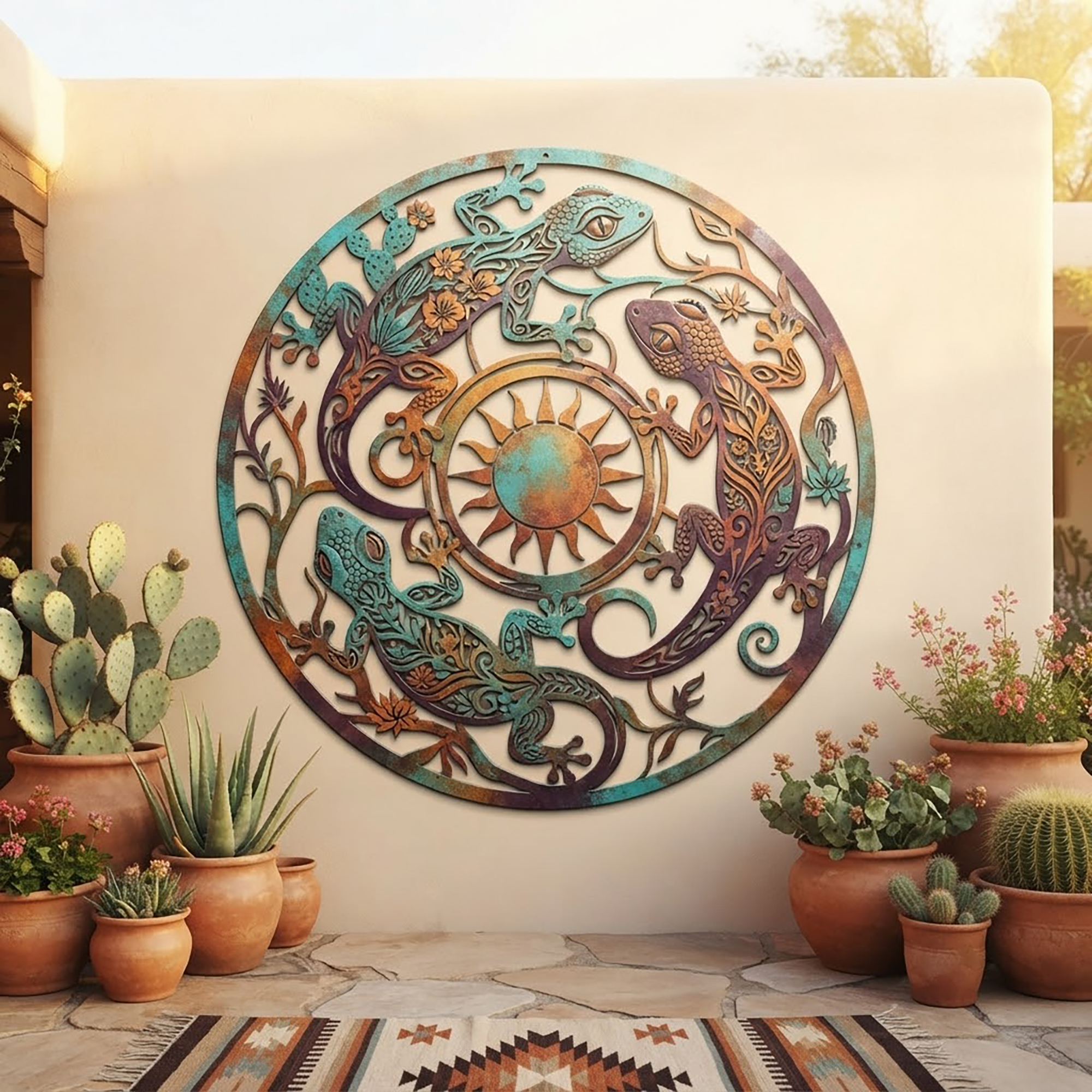 Southwestern Gecko Metal Wall Art