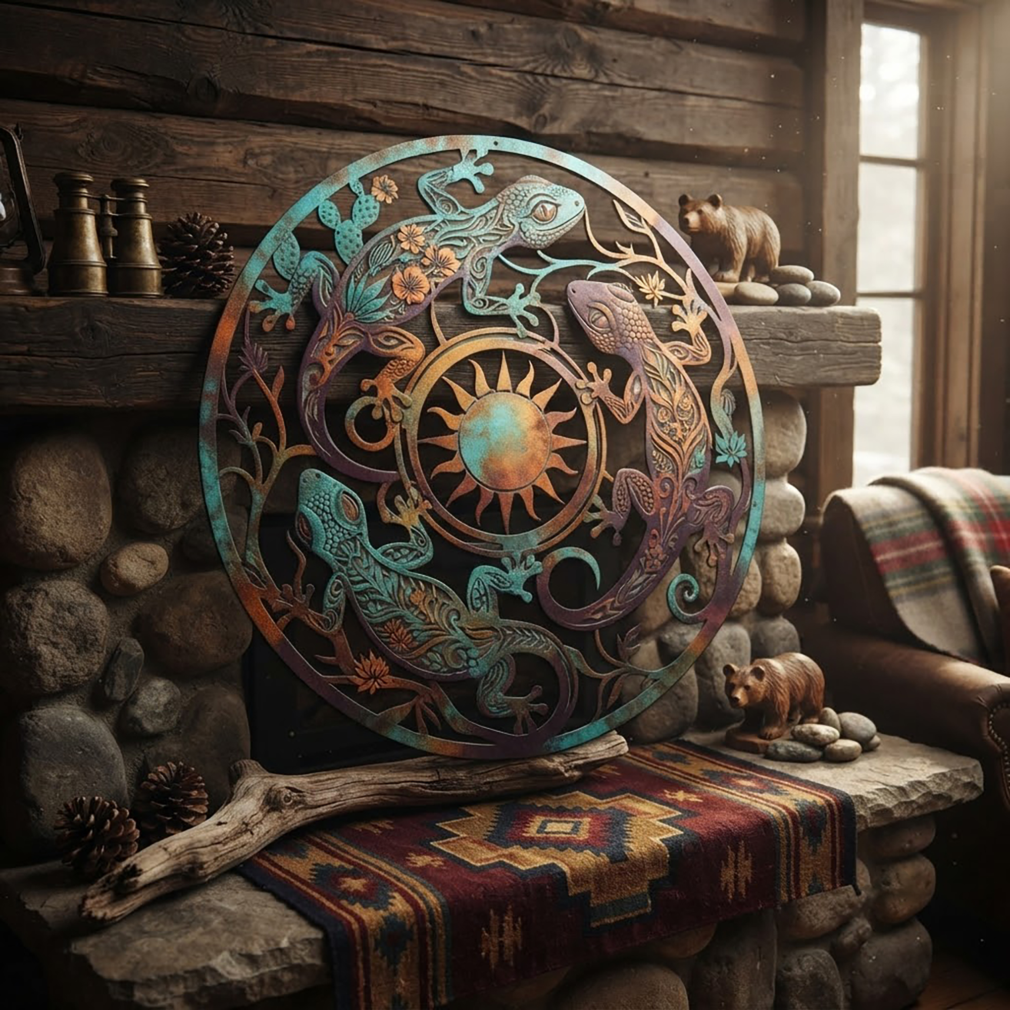 Southwestern Gecko Metal Wall Art - product view 2