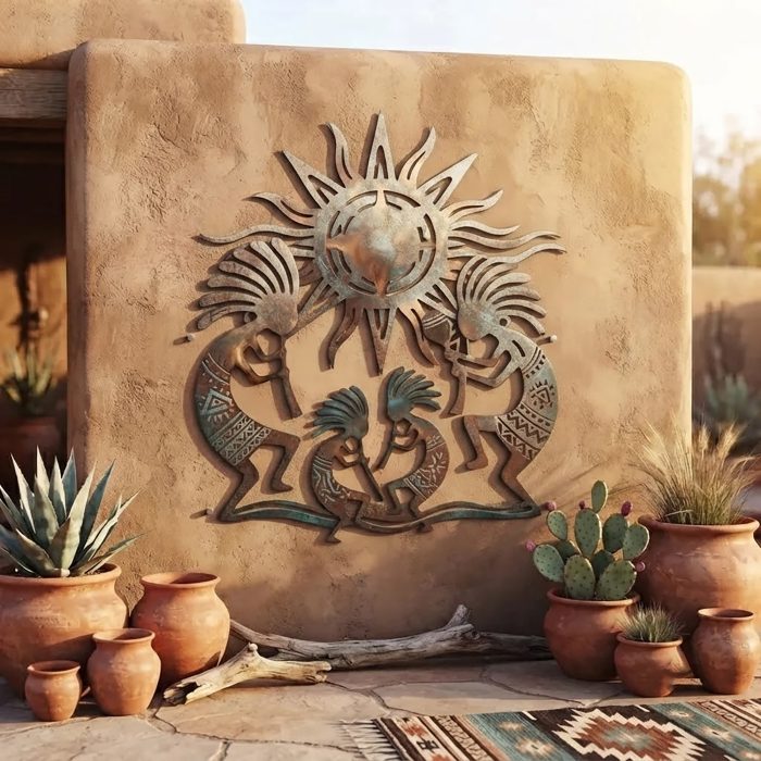 Southwestern Kokopelli Family Metal Wall Art