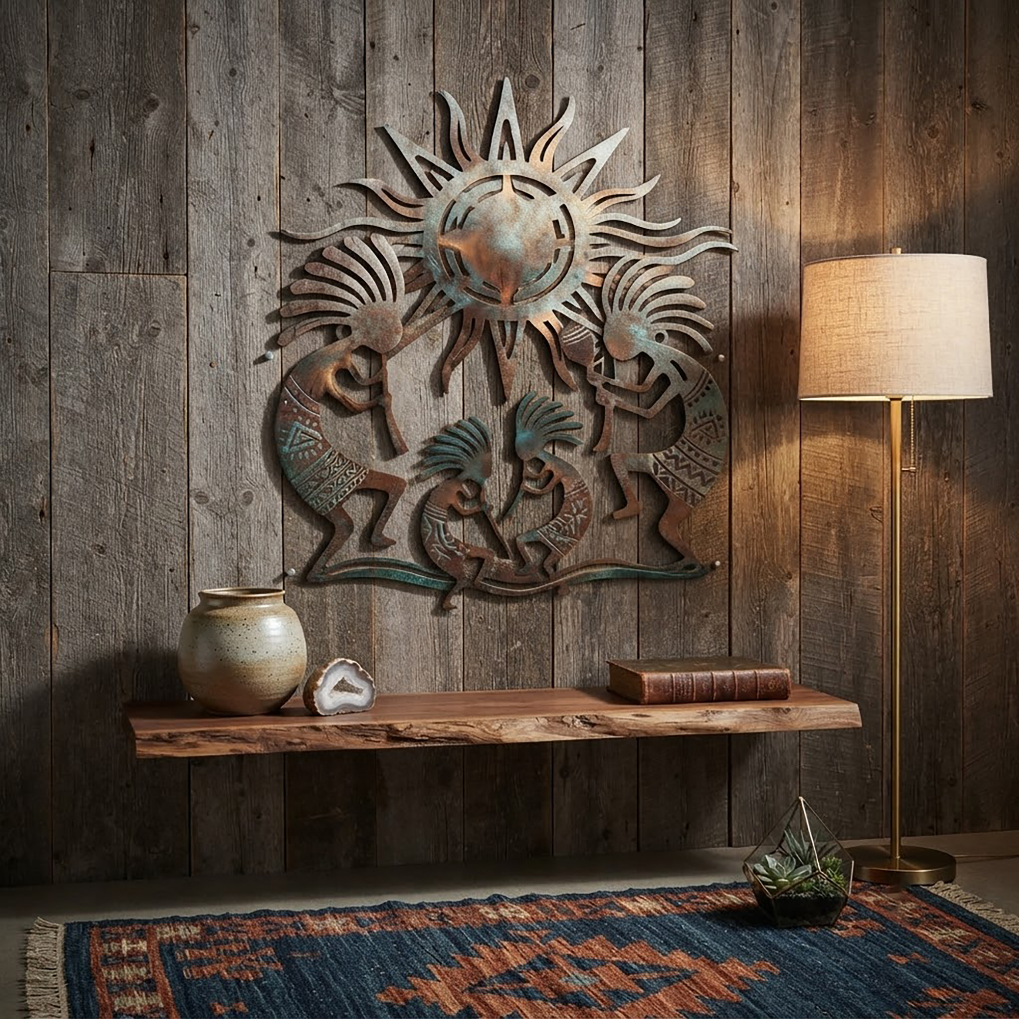 Southwestern Kokopelli Family Metal Wall Art - product view 2