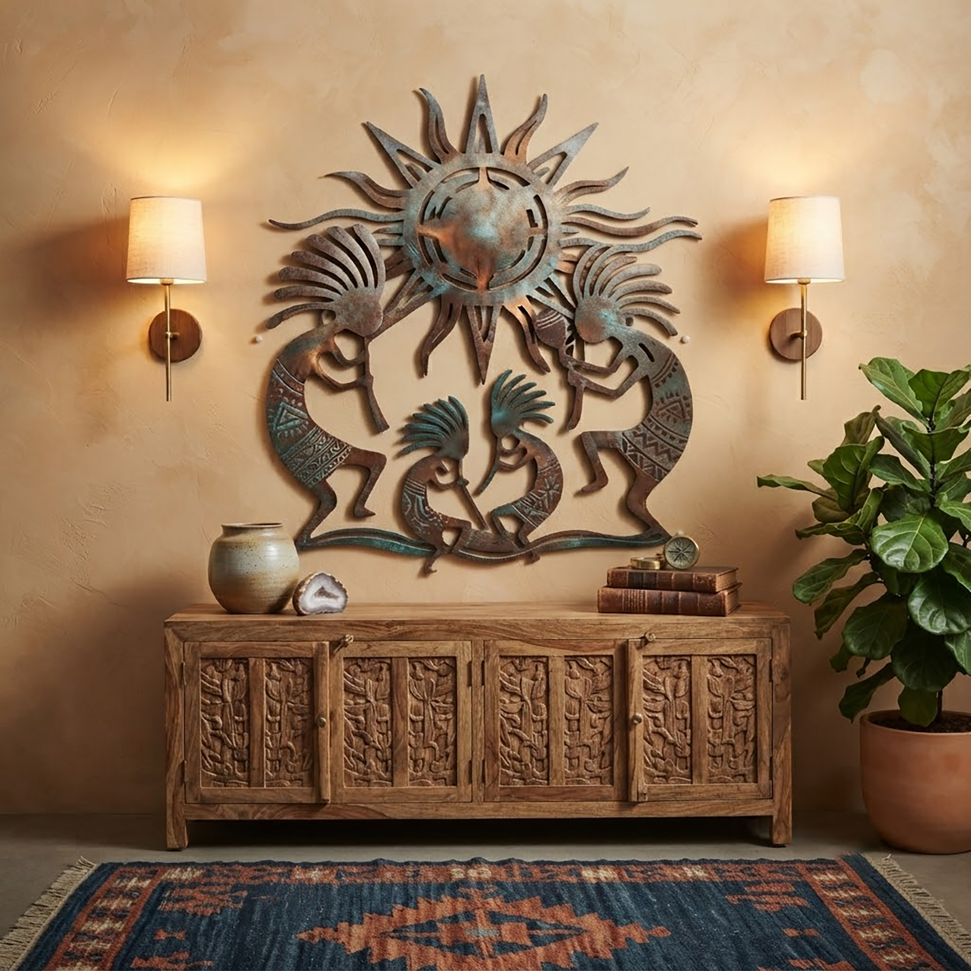 Southwestern Kokopelli Family Metal Wall Art - product view 3