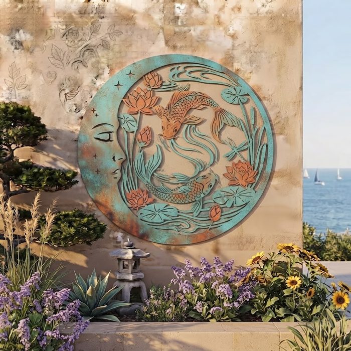 Koi Fish Yin Yang Metal Wall Art