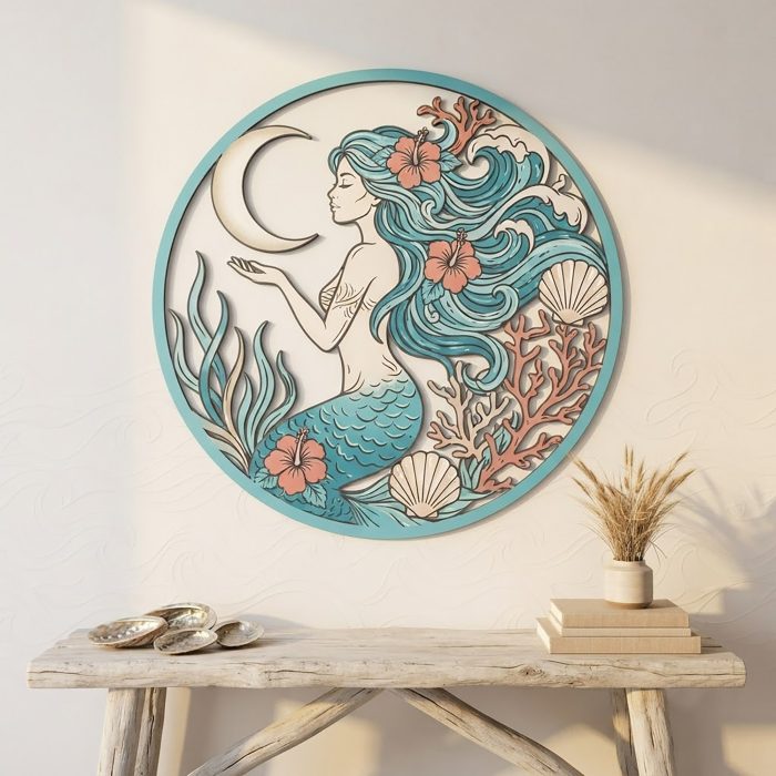 Mermaid Moon Metal Wall Art