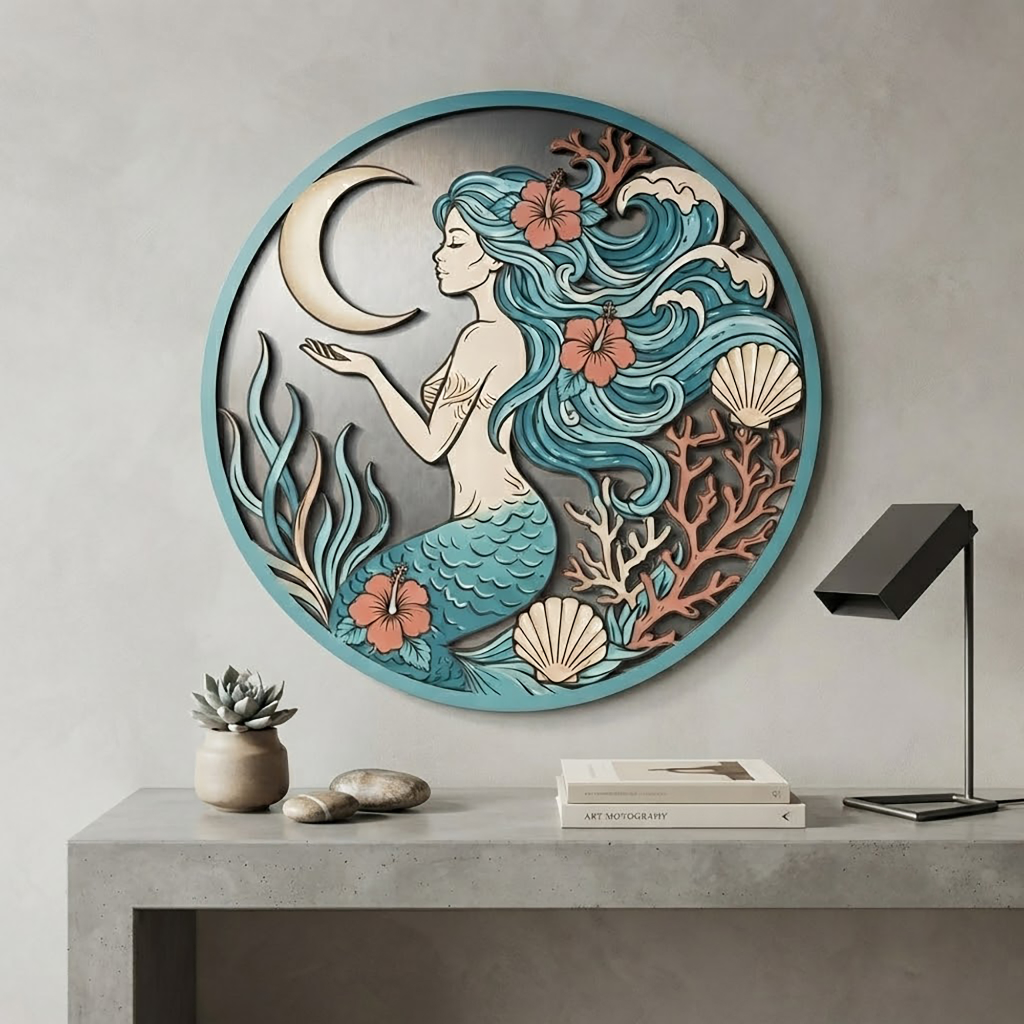 Mermaid Moon Metal Wall Art - product view 2