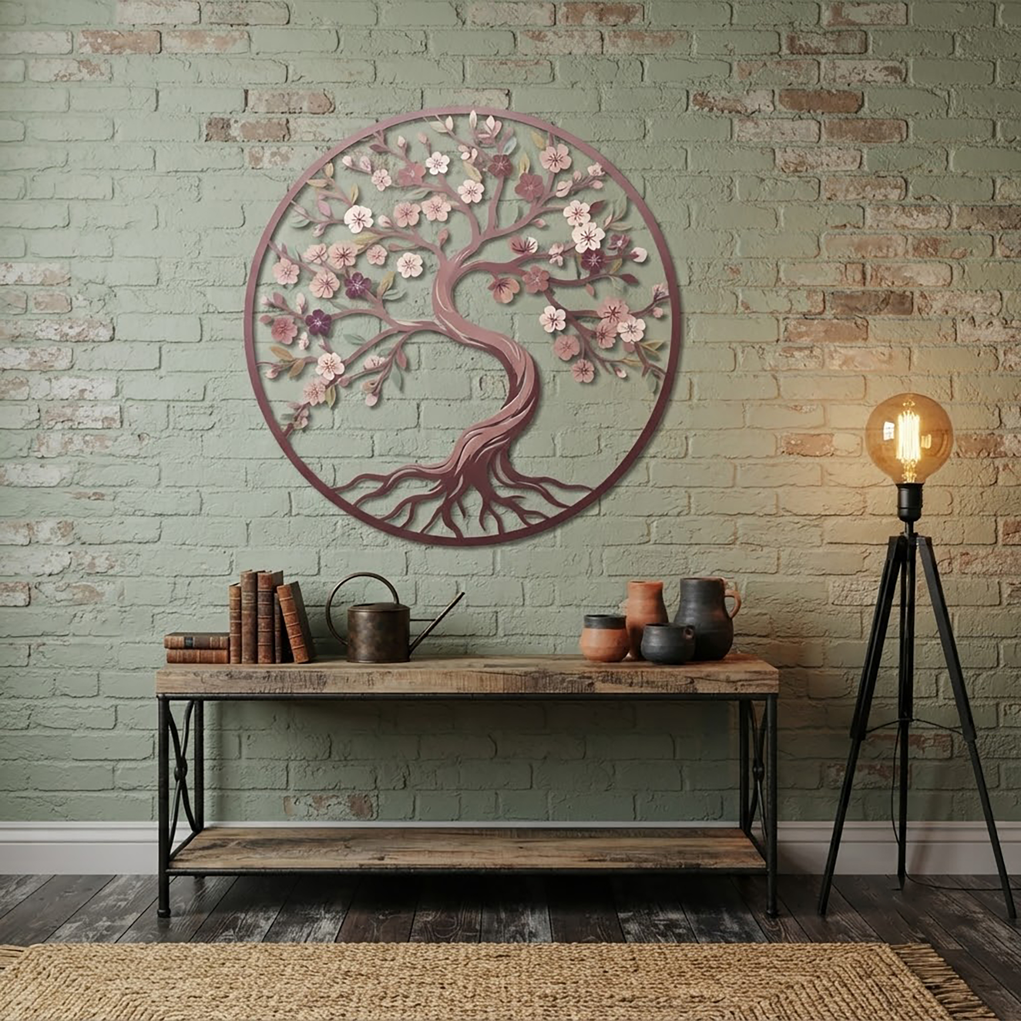 Cherry Blossom Tree of Life Metal Wall Art - product view 2