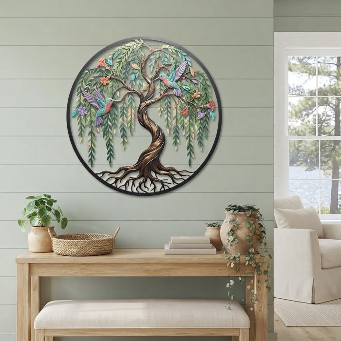 Hummingbird Tree of Life Metal Wall Art