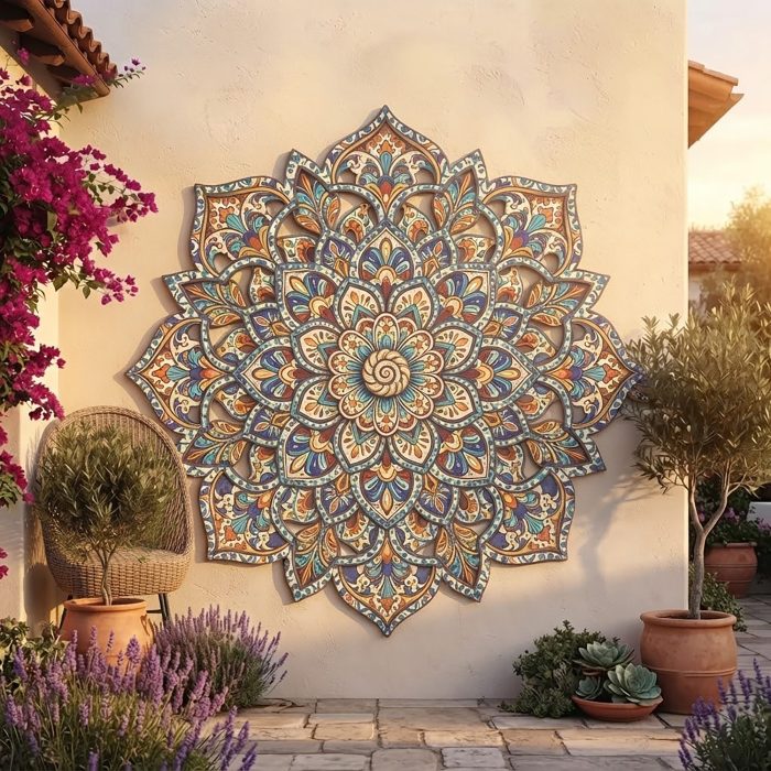 Mediterranean Mosaic Mandala Metal Wall Art