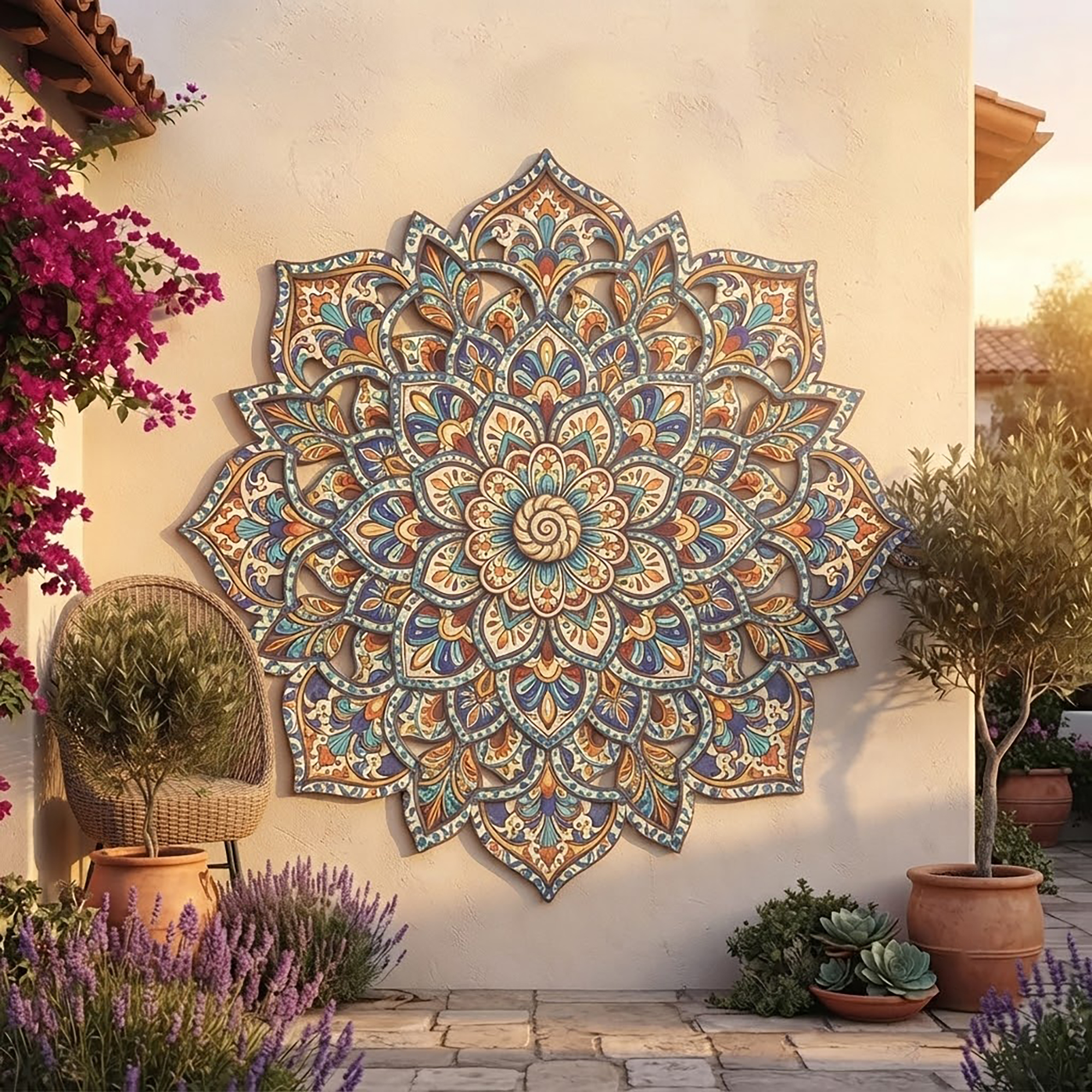 Mediterranean Mosaic Mandala Metal Wall Art