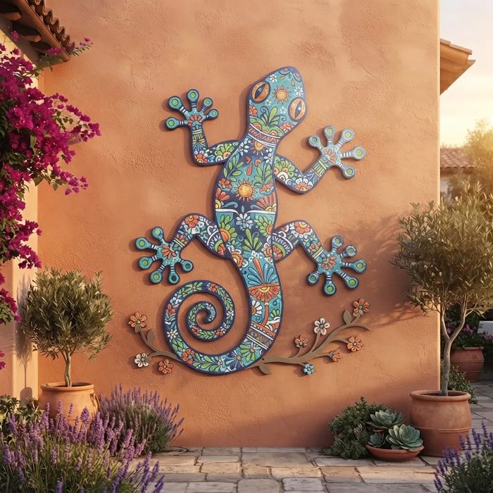 Talavera Gecko Metal Wall Art