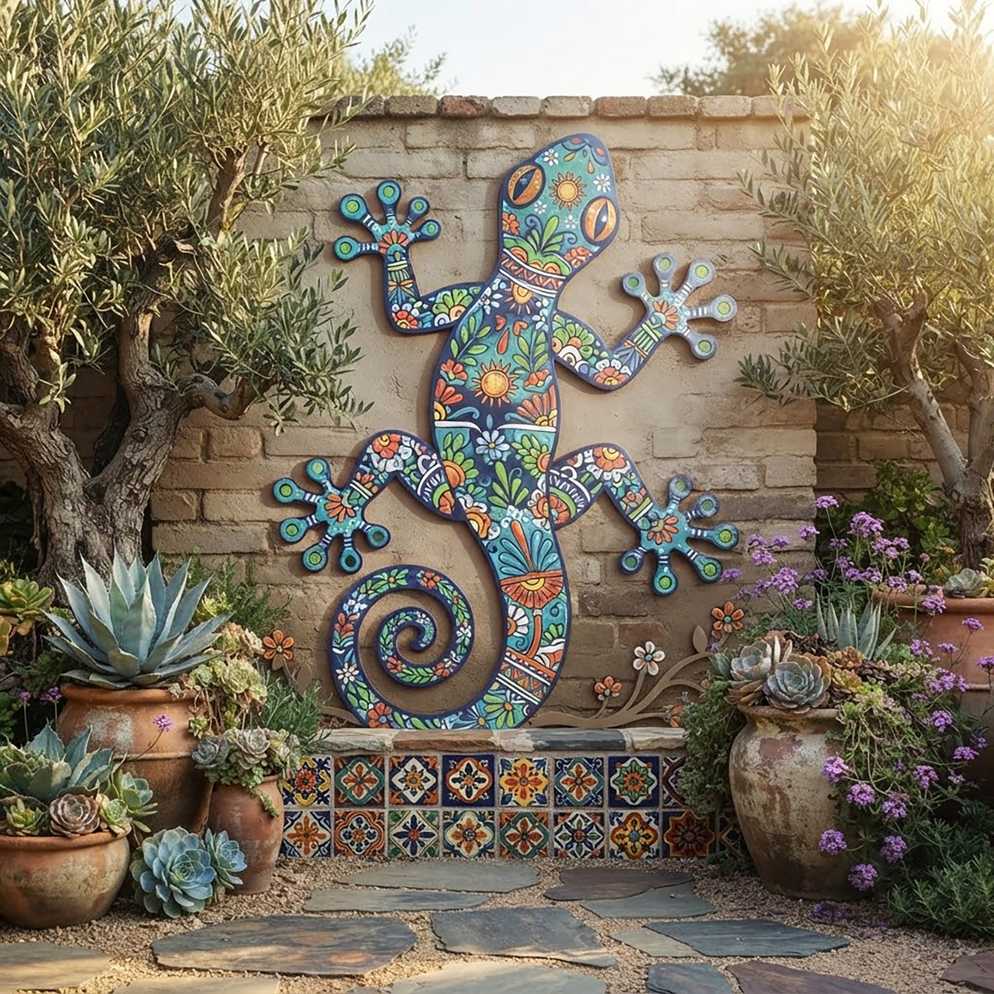 Talavera Gecko Metal Wall Art - product view 2