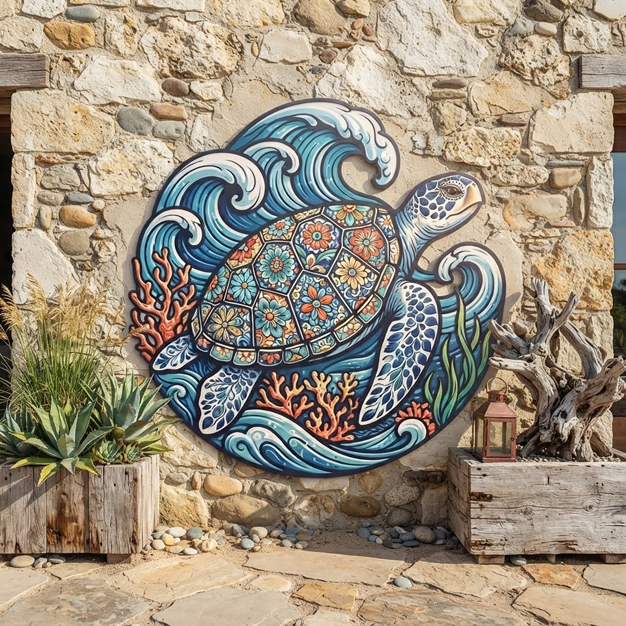 Sea Turtle Metal Wall Art - product view 2